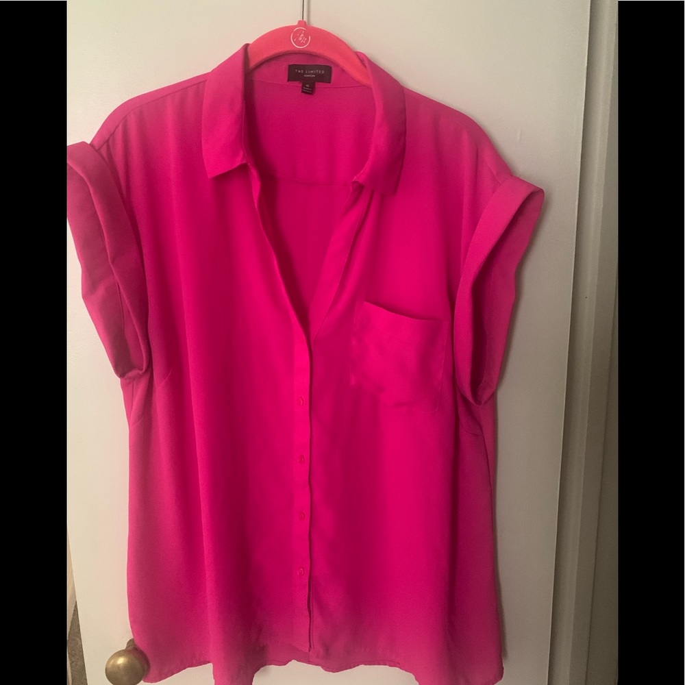 The LIMITED hot pink button blouse